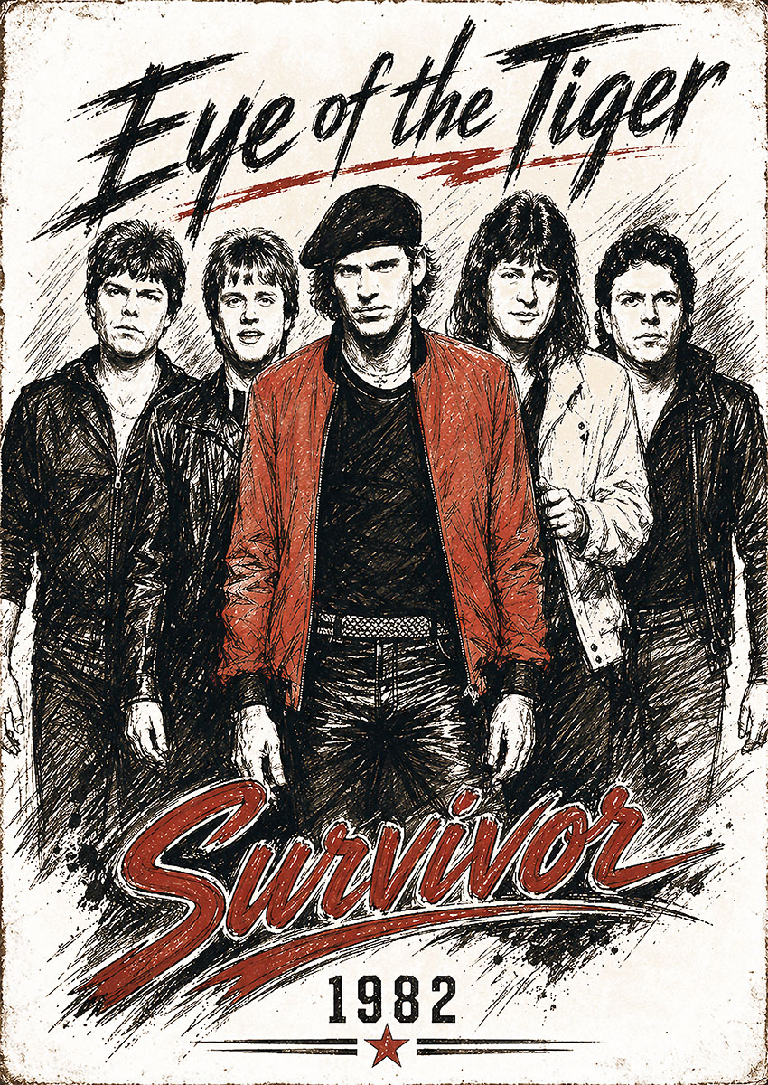 Survivor Eye of the Tiger Band Portrait Canvas Print & Poster Wall Art - AI PRINT LAB